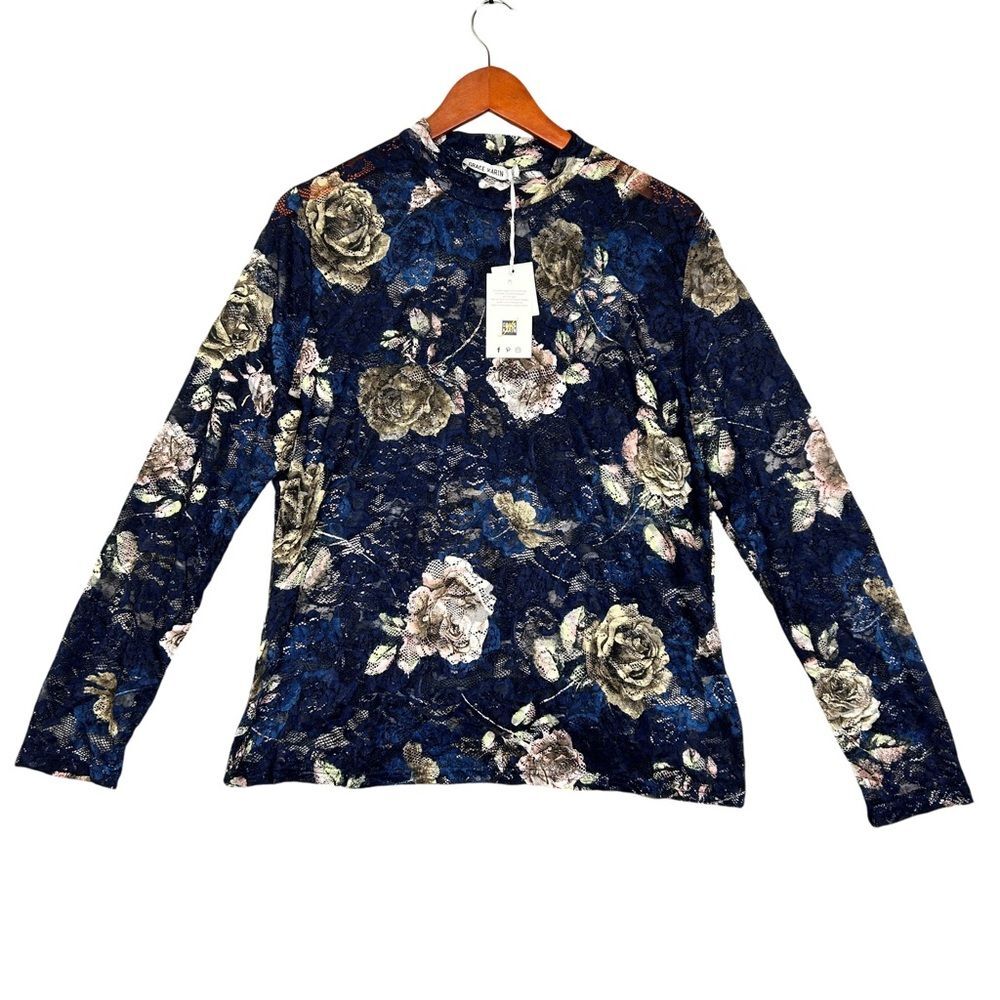 Women’s Grace Karin Floral Mesh Long Sleeve Blouse Size 2XL
